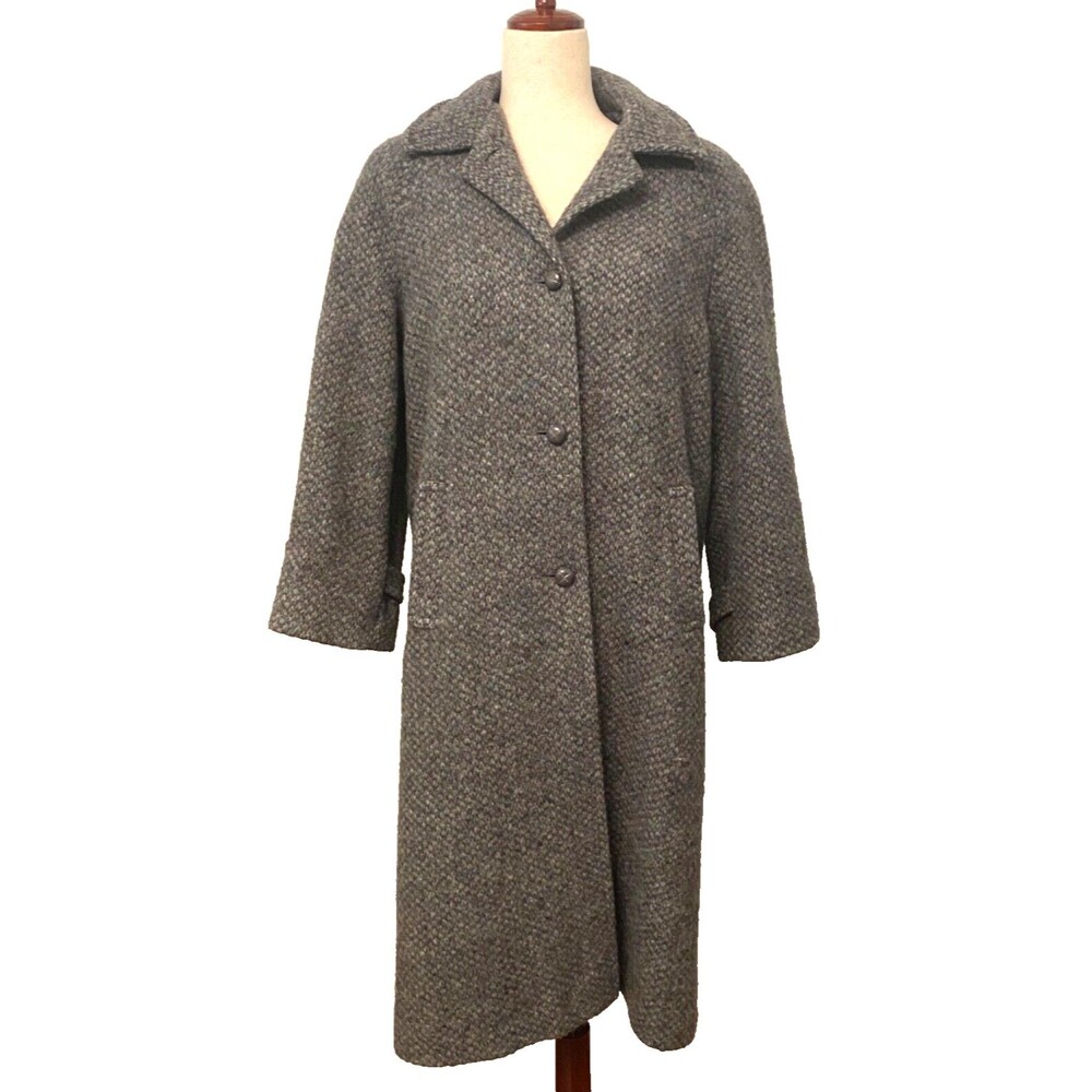VTG Ferncroft 100% Wool Grey Multi Color Fleck Overcoat Union Made USA Womens 10
